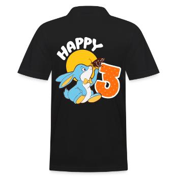 3 ans anniversaire garçon fille un lapin 3. - Polo Homme - noir - Dos - Kai (181cm)