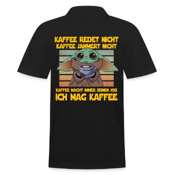 Kaffee Redet nicht Kaffee Jammert nicht - Männer Poloshirt - Schwarz - Hinten - Kai (181cm)