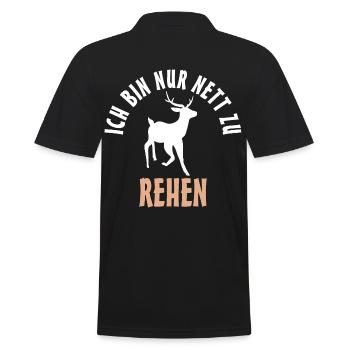 Ich bin nur nett zu Rehen Reh - Männer Poloshirt - Schwarz - Hinten - Kai (181cm)