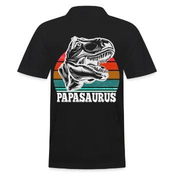Papa Vater Papasaurus retro Vintage Vatertag - Männer Poloshirt - Schwarz - Hinten - Kai (181cm)