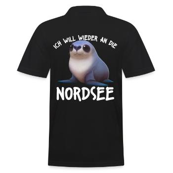 Ich will wieder an die Nordsee | Urlaub Meer - Männer Poloshirt - Schwarz - Hinten - Kai (181cm)