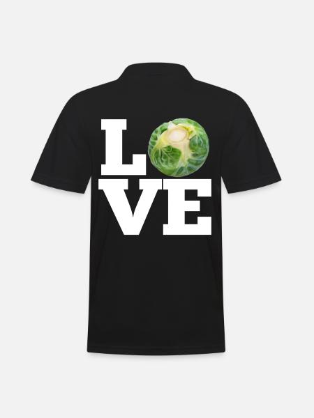 LOVE ROSENKOHL - LOVE BRUSSEL SPROUTS - Männer Poloshirt - Schwarz