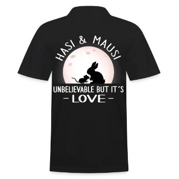 valentinstag patchwork hasi mausi schatz true love - Männer Poloshirt - Schwarz - Hinten - Kai (181cm)