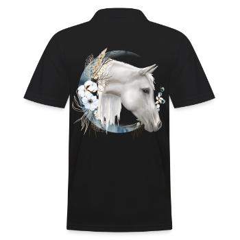 Pferdemotiv Boho - Männer Poloshirt - Schwarz - Hinten - Kai (181cm)
