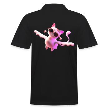 flying cat creature with sunglasses - Men's Polo Shirt - black - Back - Kai (181cm)