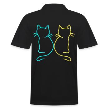 Cat cats Ukraine pets animal protection - Men's Polo Shirt - black - Back - Kai (181cm)