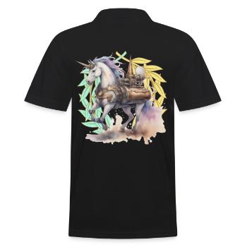 Unicorns Unicorn Mythical Animals Fable - Men's Polo Shirt - black - Back - Kai (181cm)