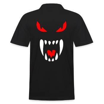 Werewolf | Monster red eyes fangs creepy - Men's Polo Shirt - black - Back - Kai (181cm)