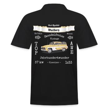 Wartburg DDR Automobile- Vintage - Men's Polo Shirt - black - Back - Kai (181cm)