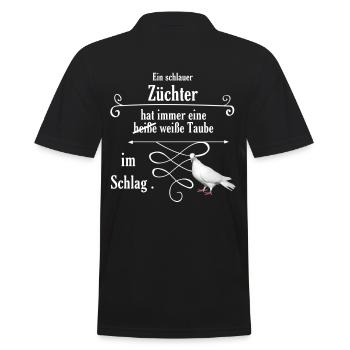 Taubenzüchter Shirt - Spruchshirt - Funshirt Taube - Männer Poloshirt - Schwarz - Hinten - Kai (181cm)