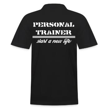 Personal Trainer,Coach,Fitness,Wellness,Diät Shirt - Männer Poloshirt - Schwarz - Hinten - Kai (181cm)