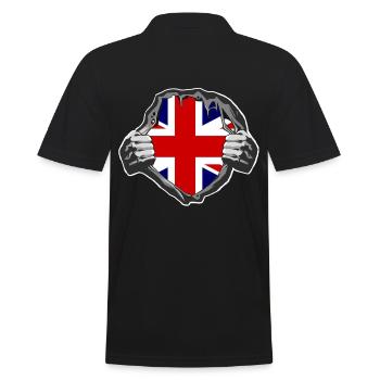 England Ripped Shirt, GB Flag Shirt Humor Fun - Men's Polo Shirt - black - Back - Kai (181cm)