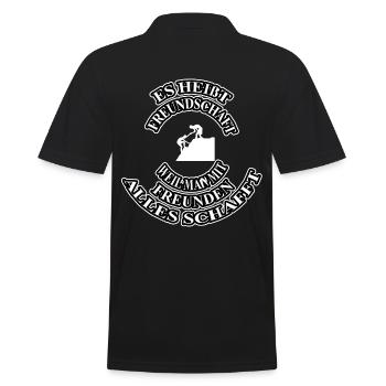 Es heißt Freundschaft Spruch Geschenk Idee cool - Männer Poloshirt - Schwarz - Hinten - Kai (181cm)