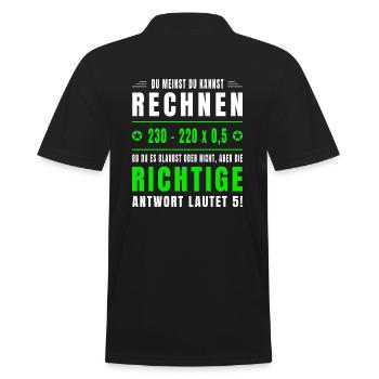 Mathe, Mathematik, Rechnen, Spruch, Mathelehrer - Männer Poloshirt - Schwarz - Hinten - Kai (181cm)