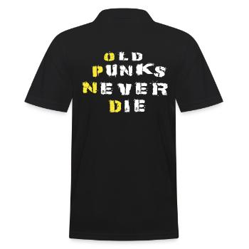Old Punks Never Die, Punk Rock Music Shirt Music - Men's Polo Shirt - black - Back - Kai (181cm)