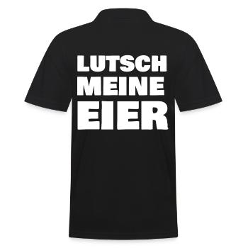 Lutsch meine Eier - Männer Poloshirt - Schwarz - Hinten - Kai (181cm)