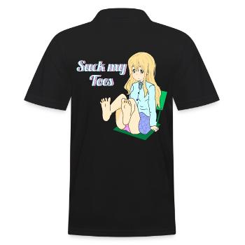 Suck my Toes - Männer Poloshirt - Schwarz - Hinten - Kai (181cm)