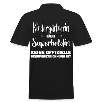 Kindergärtnerin Superheldin Berufsbezeichnung - Männer Poloshirt - Schwarz - Hinten - Kai (181cm)