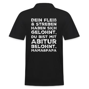 Abitur Abi Abschluss T-Shirt Eltern Geschenk - Männer Poloshirt - Schwarz - Hinten - Kai (181cm)