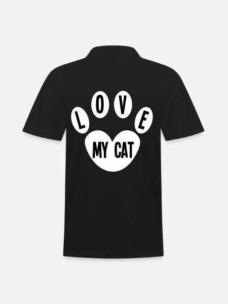 Love my cat - gift idea - Men's Polo Shirt - black