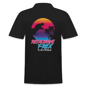 Retrowave T-Rex - Men's Polo Shirt - black - Back - Kai (181cm)