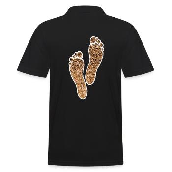 SAND STRAND FÜßE BARFUSS - Männer Poloshirt - Schwarz - Hinten - Kai (181cm)