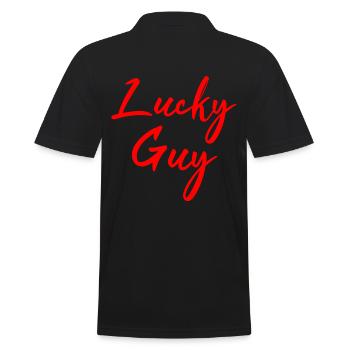 Lucky guy - Men's Polo Shirt - black - Back - Kai (181cm)