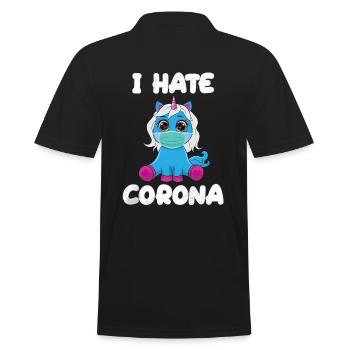 Unicorn with face mask - I hate Corona - Men's Polo Shirt - black - Back - Kai (181cm)