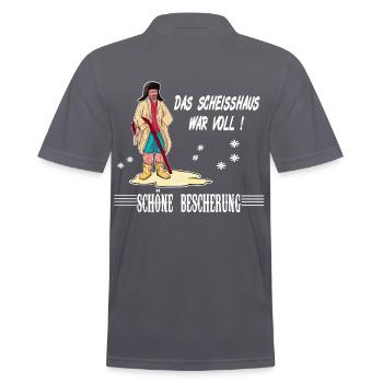 Schöne Bescherung Onkel Eddies Weihnachten - Männer Poloshirt - Anthrazit - Hinten - Nico (186cm)