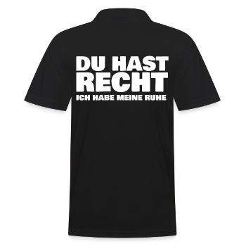 DU HAST RECHT ICH HABE MEINE RUHE - Männer Poloshirt - Schwarz - Hinten - Kai (181cm)