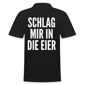 Schlag mir in die Eier - Männer Poloshirt - Schwarz - Hinten - Kai (181cm)