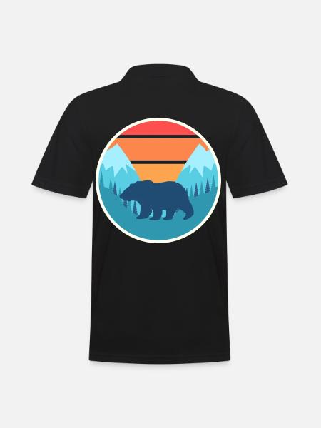 Bear mountains sunset retro - Men's Polo Shirt - black