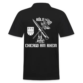 Köln Chicago am Rhein, Kölner Milieu 70er Jahre - Männer Poloshirt - Schwarz - Hinten - Kai (181cm)