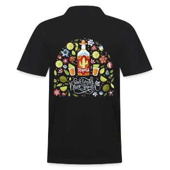 Mexico - Wasser - Tequilla - dunkel - Männer Poloshirt - Schwarz - Hinten - Kai (181cm)