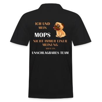 Mops - Männer Poloshirt - Schwarz - Hinten - Kai (181cm)