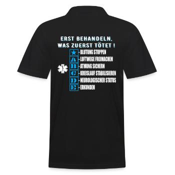 112 ABCDE Schema, Notfallsanitäter, Rettungsdienst - Männer Poloshirt - Schwarz - Hinten - Kai (181cm)