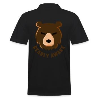 Bär-Wortspiel - Fast Wach - dunkel - Männer Poloshirt - Schwarz - Hinten - Kai (181cm)