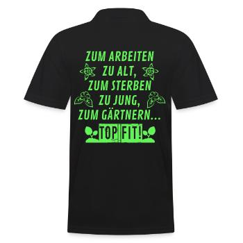 Garten Rentner Spruch - Männer Poloshirt - Schwarz - Hinten - Kai (181cm)