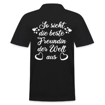 SO SIEHT DIE BESTE FREUNDIN DER WELT AUS - Männer Poloshirt - Schwarz - Hinten - Kai (181cm)