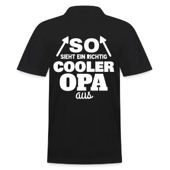 SO SIEHT EIN RICHTIG COOLER OPA AUS - Männer Poloshirt - Schwarz - Hinten - Kai (181cm)