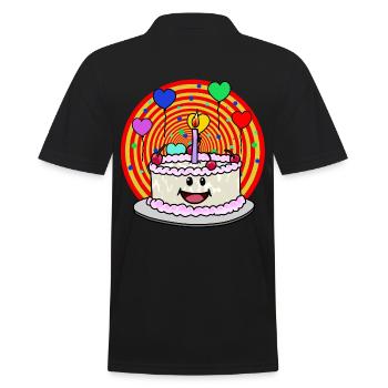 Anniversaire gâteau fête Félicitations enfants - Polo Homme - noir - Dos - Kai (181cm)