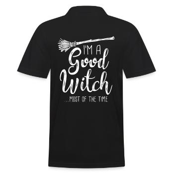 Witch - Good Witch - Mostly - Dark - Men's Polo Shirt - black - Back - Kai (181cm)