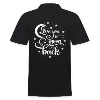 Love - To the Moon and Back - dark - Men's Polo Shirt - black - Back - Kai (181cm)