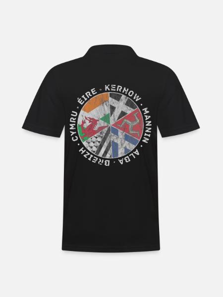 Vintage Celtic Flags IOM - Men's Polo Shirt - black