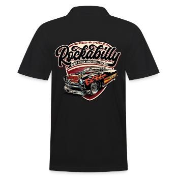 Rockabilly Hotrod Speed Flames - pos - Men's Polo Shirt - black - Back - Kai (181cm)