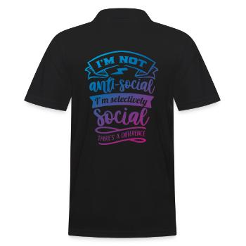 Antisocial - Selective social - col - Men's Polo Shirt - black - Back - Kai (181cm)