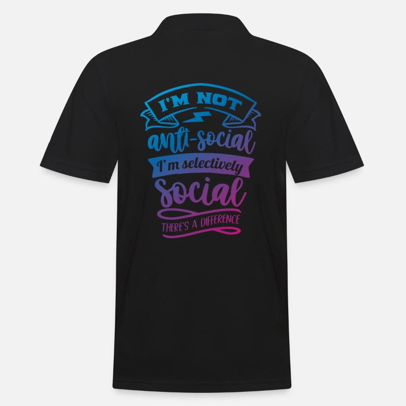 Antisocial - Social sélectif - col - Polo Homme - noir