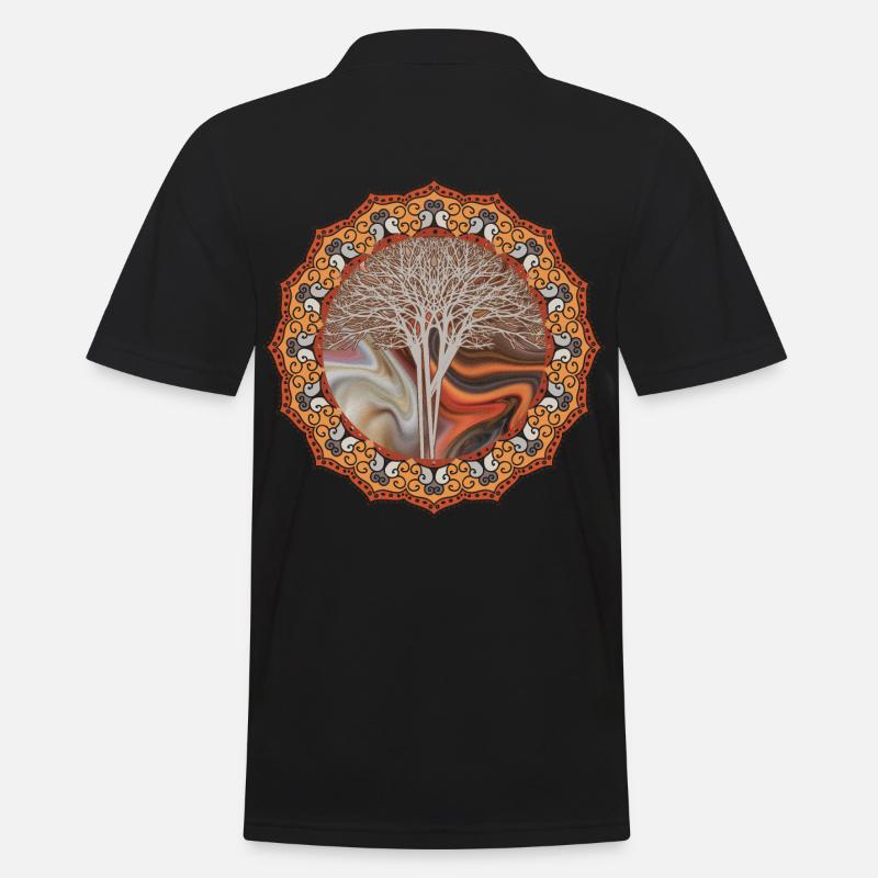 Mandala Baum Geschenkidee - Männer Poloshirt - Schwarz