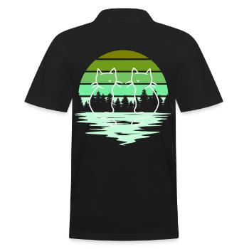 Woodland Nature chats chat 80's 90's - Polo Homme - noir - Dos - Kai (181cm)