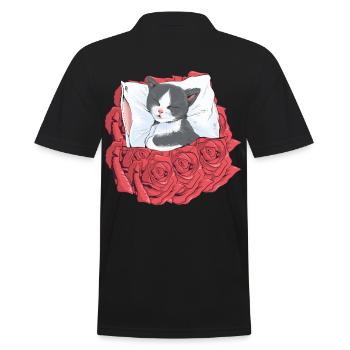 Chat Roses Chats endormis Chaton Bonne nuit - Polo Homme - noir - Dos - Kai (181cm)